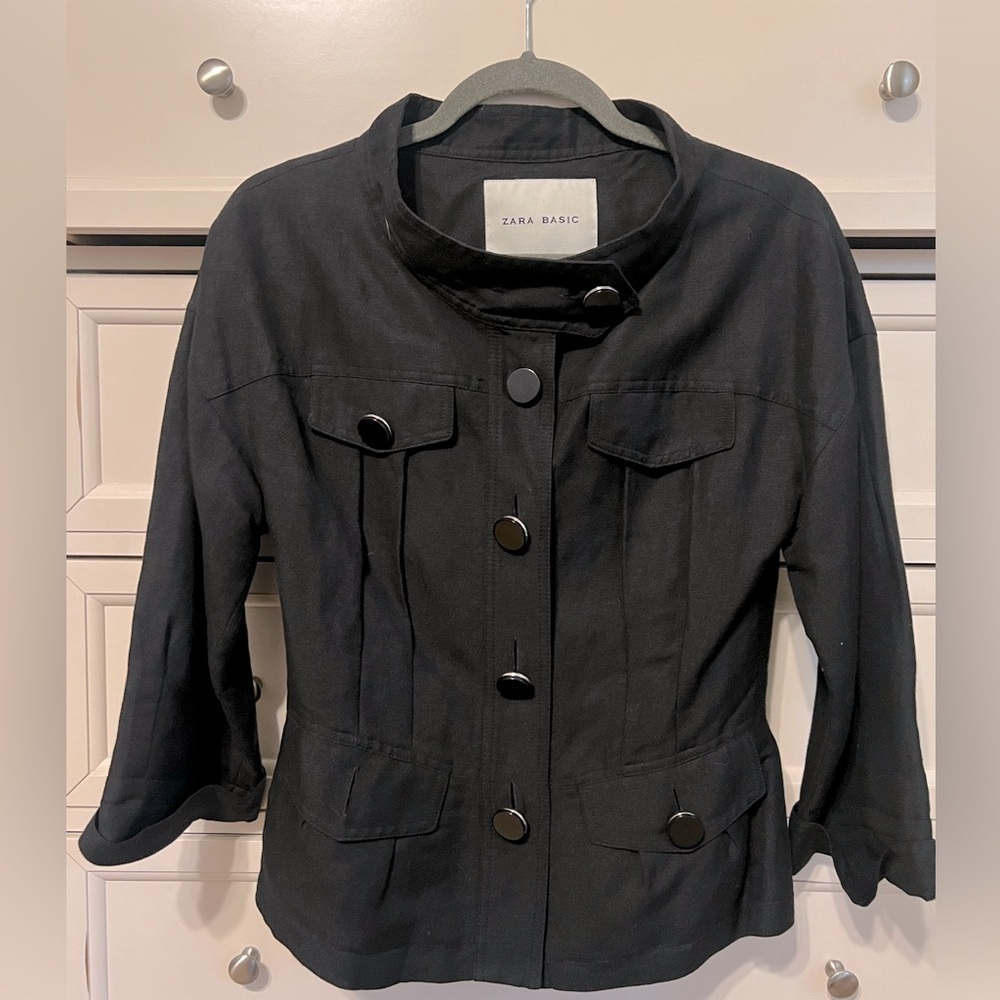 Zara basic black quarter sleeve black jacket